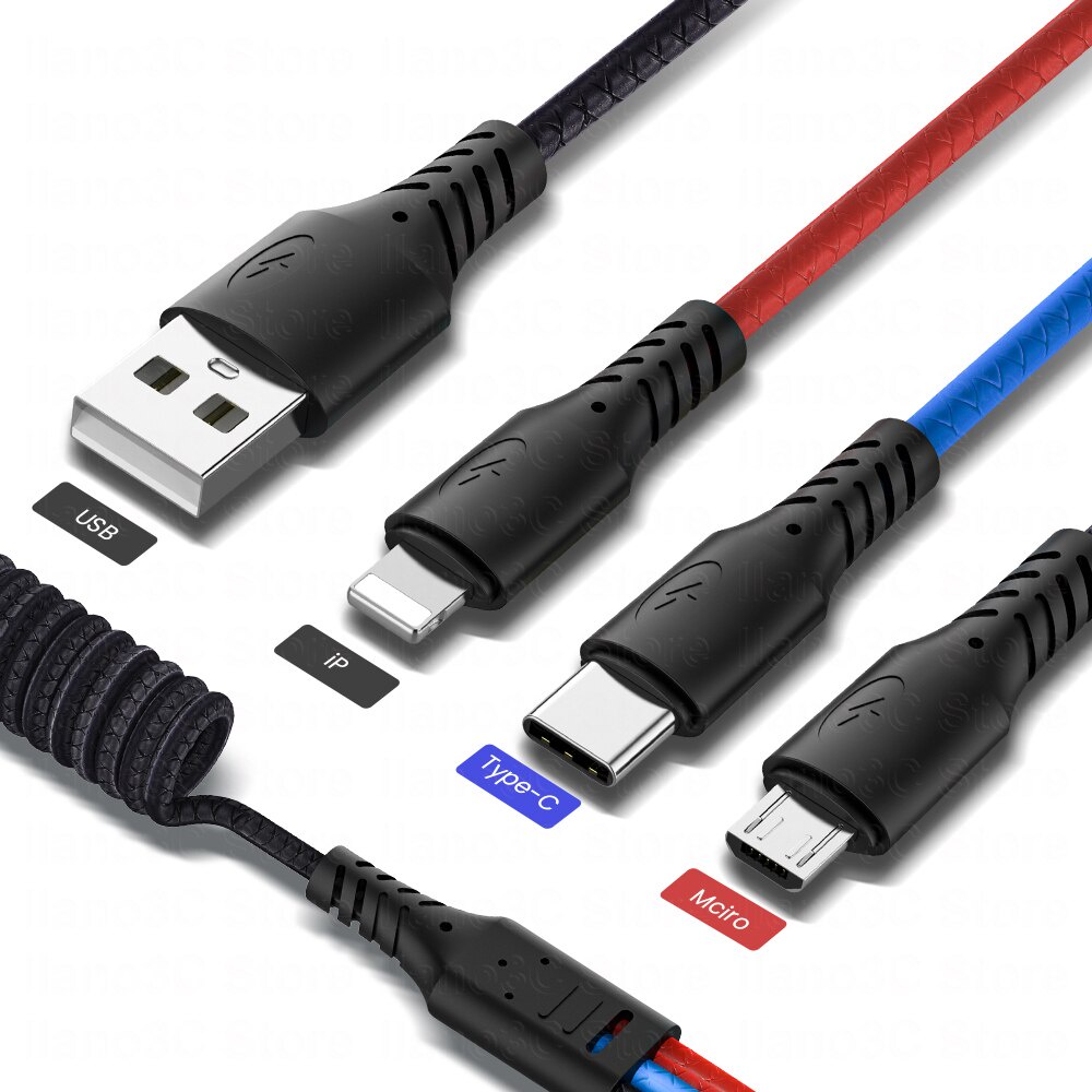 Cáp sạc GUUGEI 3 trong 1 3A cổng USB Type C 2.4A Micro USB IOS cho nhiều điện thoại