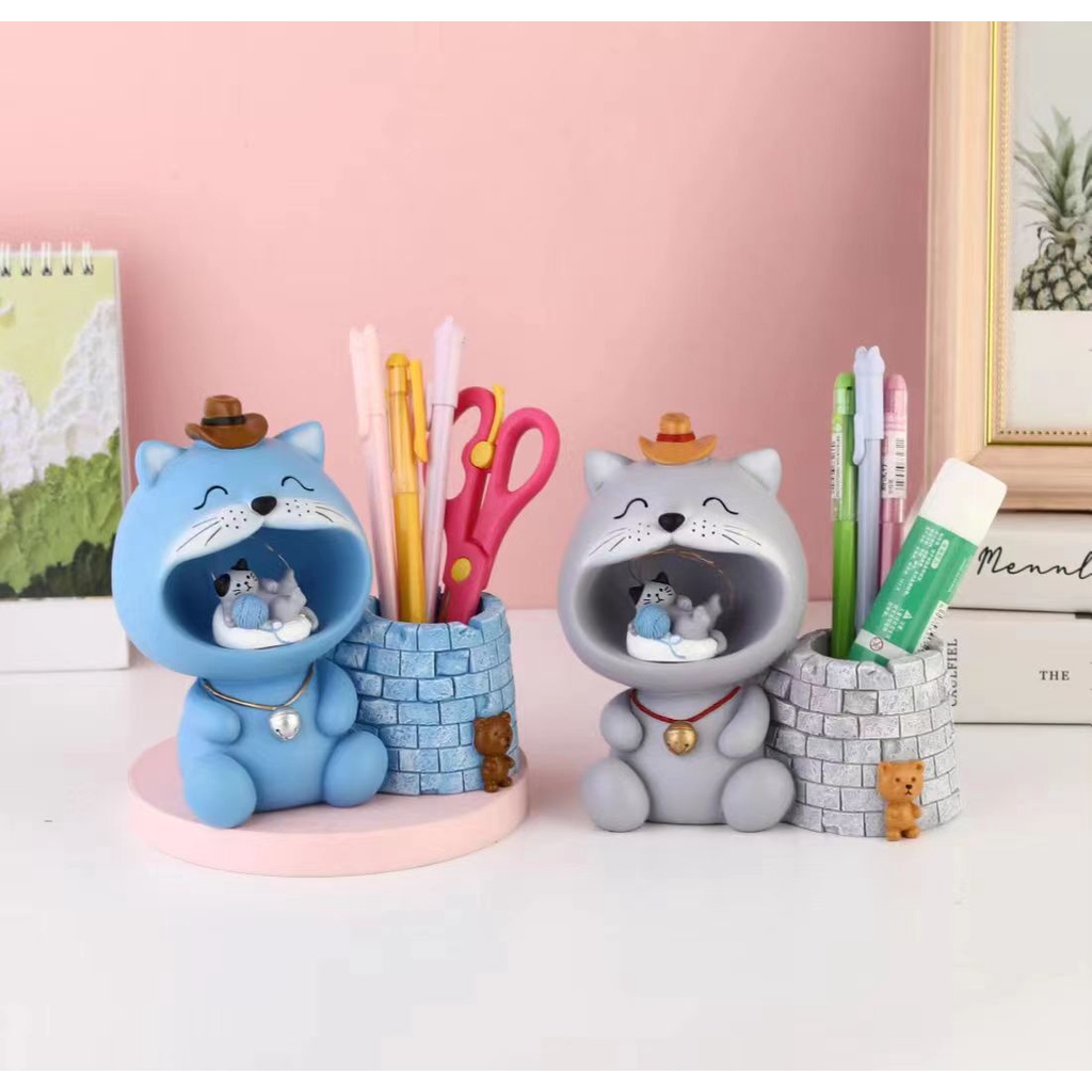 Ống Đựng Bút Bằng Nhựa Resin Hình Hổ / Thỏ Dễ Thương Sáng Tạo