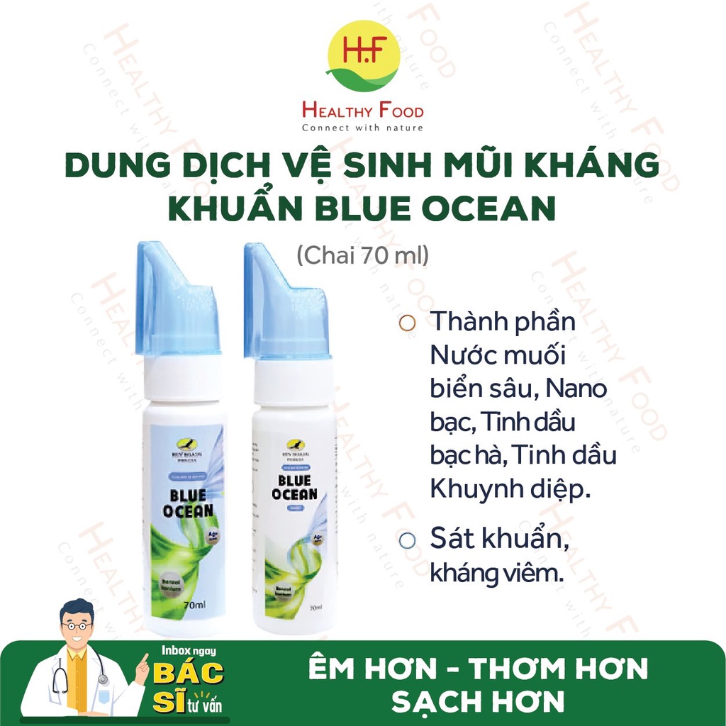 [NƯỚC BIỂN SÂU + NANO BẠC] - Dung dịch vệ sinh mũi kháng khuẩn Blue Ocean (70ml)