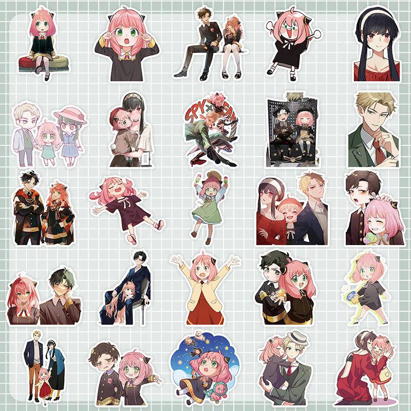 Hộp 120 Hình Dán Anime SPYxFAMILY Loid Forger Anya Forger Yor Forger Cho Điện Thoại / Laptop