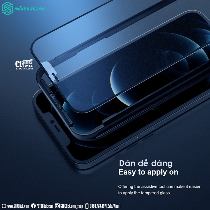 KÍNH CƯỜNG LỰC IPHONE 12 PRO MAX NILLKIN CHỐNG VÂN TAY FOGMIRROR 2.5D CHÍNH HÃNG