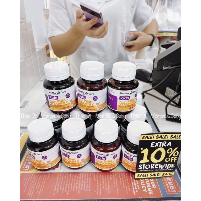 Viên Nhai Hỗ Trợ Bổ Sung Kẽm Zinc + Vitamin C Healthy Care Cho Bé