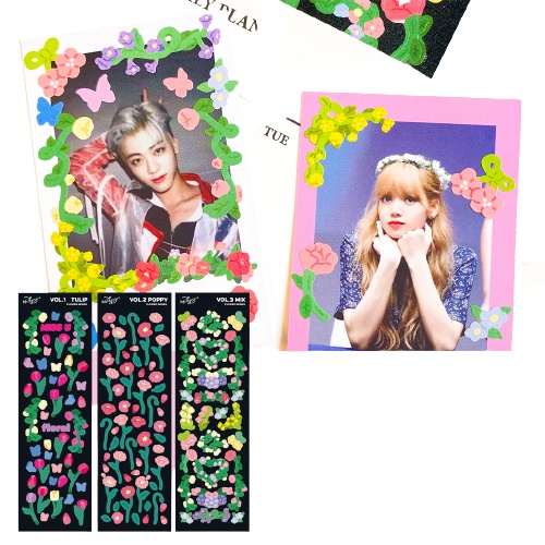 Tấm sticker hoa tulips decor toploader, trang trí