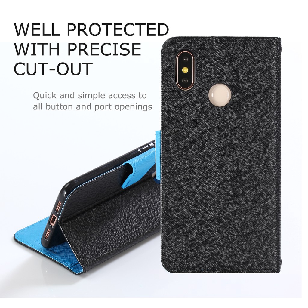 Bao da thoại nắp gập phối 2 màu dạng ví da cho Xiaomi Mi 8 / 8 Se / 8 Lite