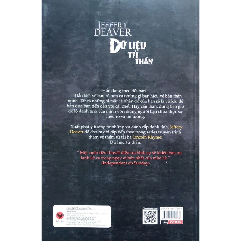 Sách - Dữ Liệu Tử Thần - Jeffery Deaver - Bách Việt