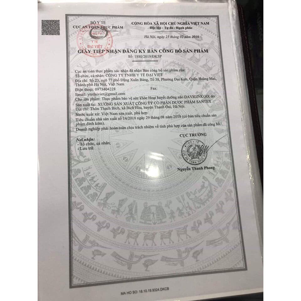 Davigink - hỗ trợ hoạt huyết, tan các hạt máu đông, giúp lưu thông khí huyết, cải thiện trí não