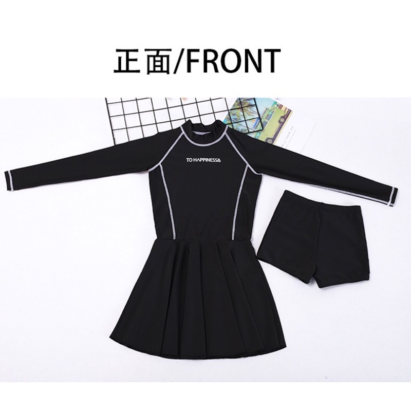 Bikini váy tay dài in chữ happiness