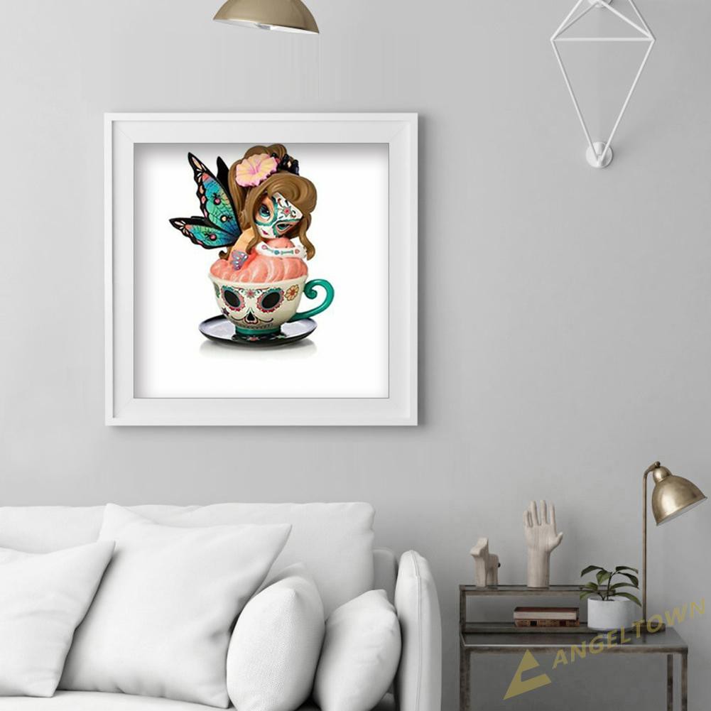 Not Full Embroidery DIY Big Eyes Doll in Teacup Printed Cross Stitch Crafts