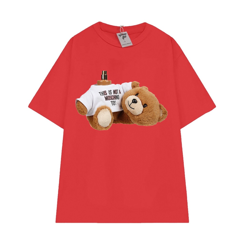 Áo thun unisex tay lỡ form rộng in gấu vải cotton mát FPLUS FP93