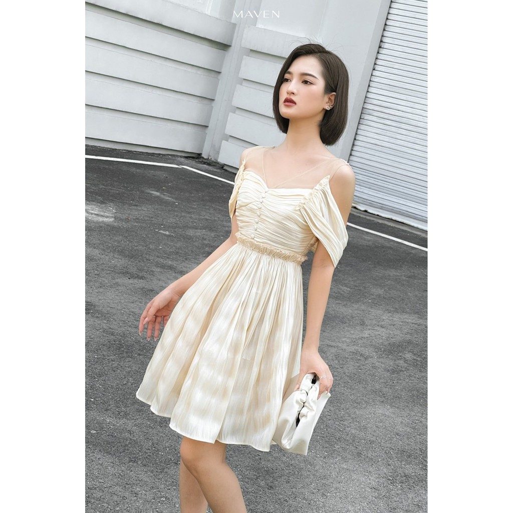 MAVEN - Váy xoè Ponita Beige Dress