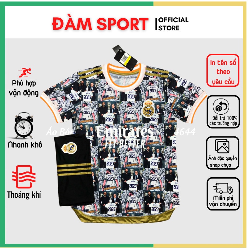 Bộ Áo đá bóng CLB Real Marid 2022 bản Fan, set quần áo bóng đá Real đẹp thấm hút mồ hôi