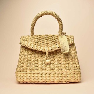 Túi Cói Xách Tay Vuông Sang Trọng 27x19x21cm.