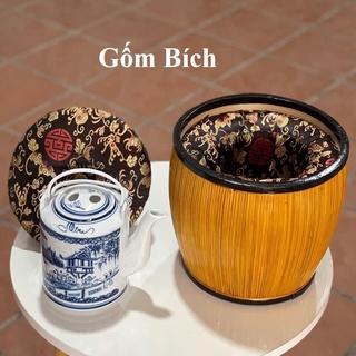 Giỏ Ủ Ấm Tích Bát Tràng Vải Gấm Hoa Dung Tích 0.5 - 1.5L - Gốm Bích