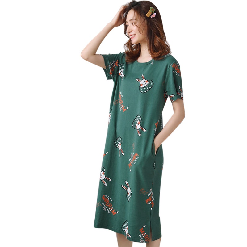 Đồ ngủ Ngắn Tay Dáng Rộng In Họa Tiết Hoạt Hình Xinh Xắn Dành Cho Nữ