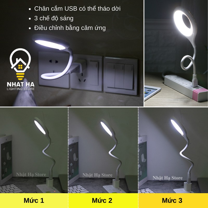 Đèn Học Để Bàn Chống Cận USB Kiêm Đèn Ngủ Siêu Bền DB-T12 Tiện Lợi Nhỏ Gọn Tiết Kiệm Điện