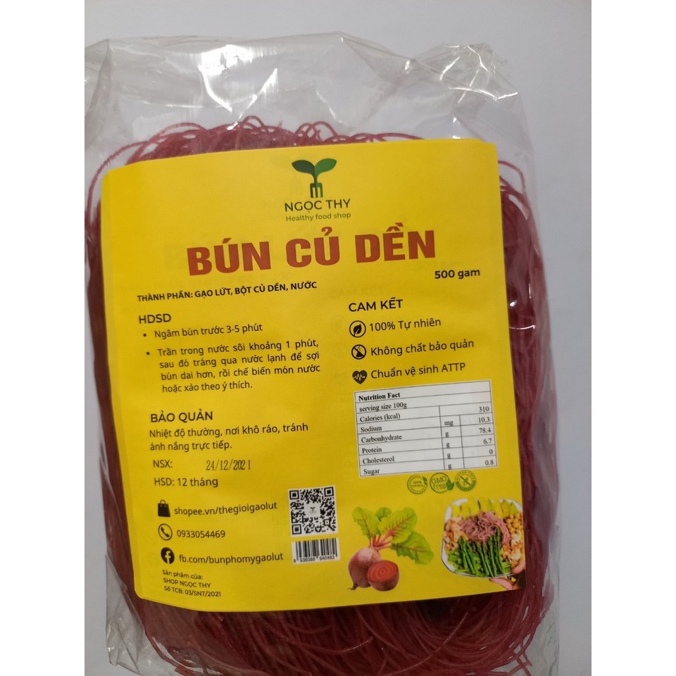 [NT Food] Bún gạo lứt củ dền ăn kiêng eatclean gói 500gr