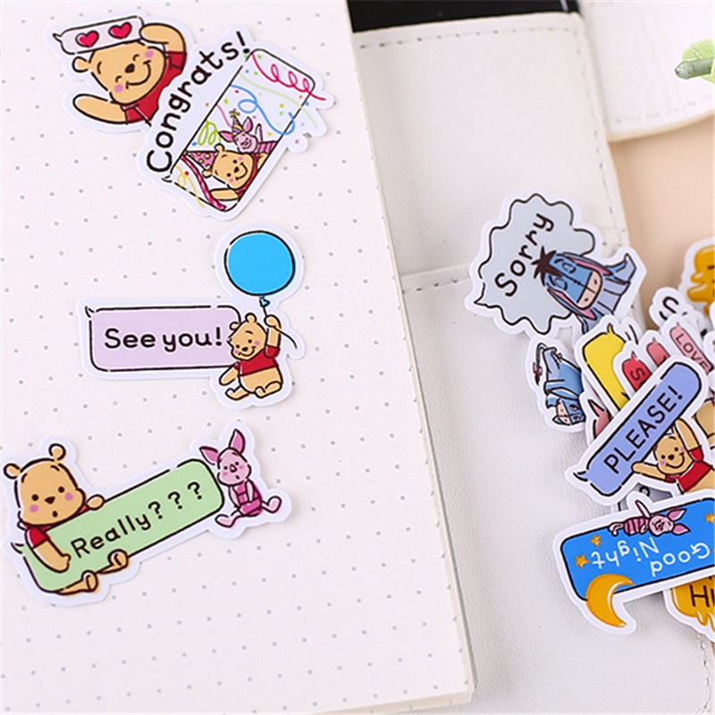 ❀ Pooh Bear Q-3 Diary Stickers ❀ 40Pcs/Set DIY Album Scrapbooks Decor Decals Stickers