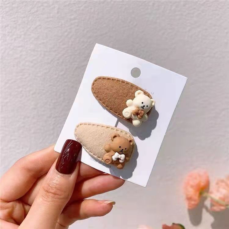 Kẹp Tóc Mini Màu Cà Phê Sữa Gấu Dễ Thương Cho Bé Gái