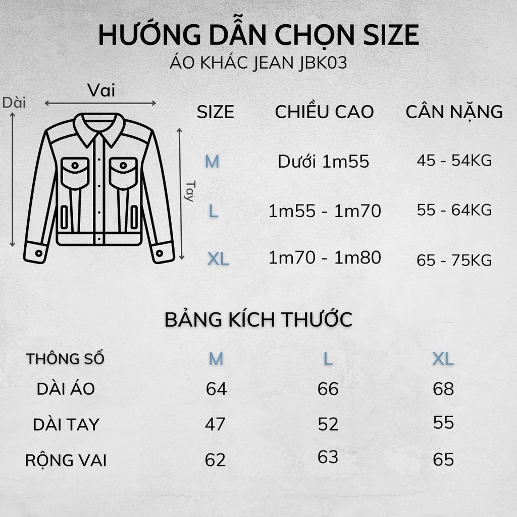 Áo khoác bò unisex, áo khoác thời trang denim nam nữ thương hiệu JBAGY- JK03