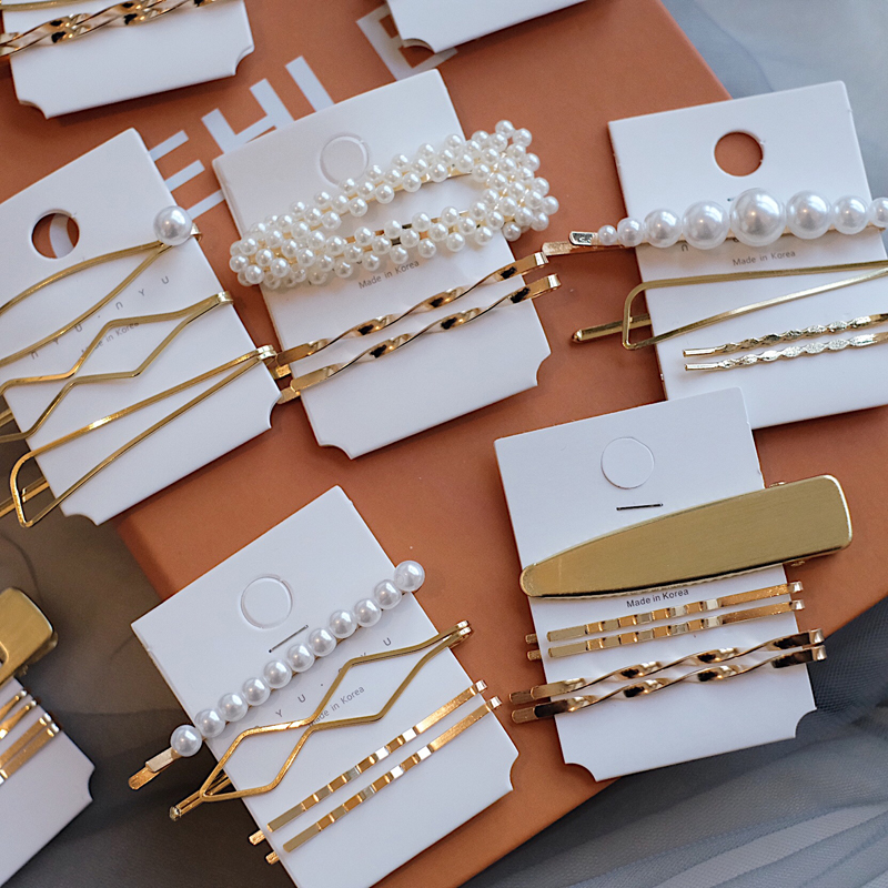 Kẹp Tóc Kim Loại Đính Ngọc Trai Xinh Xắn Dễ Thương Cho Nữ