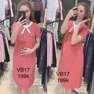 váy bầu cổ bi- đầm bầu