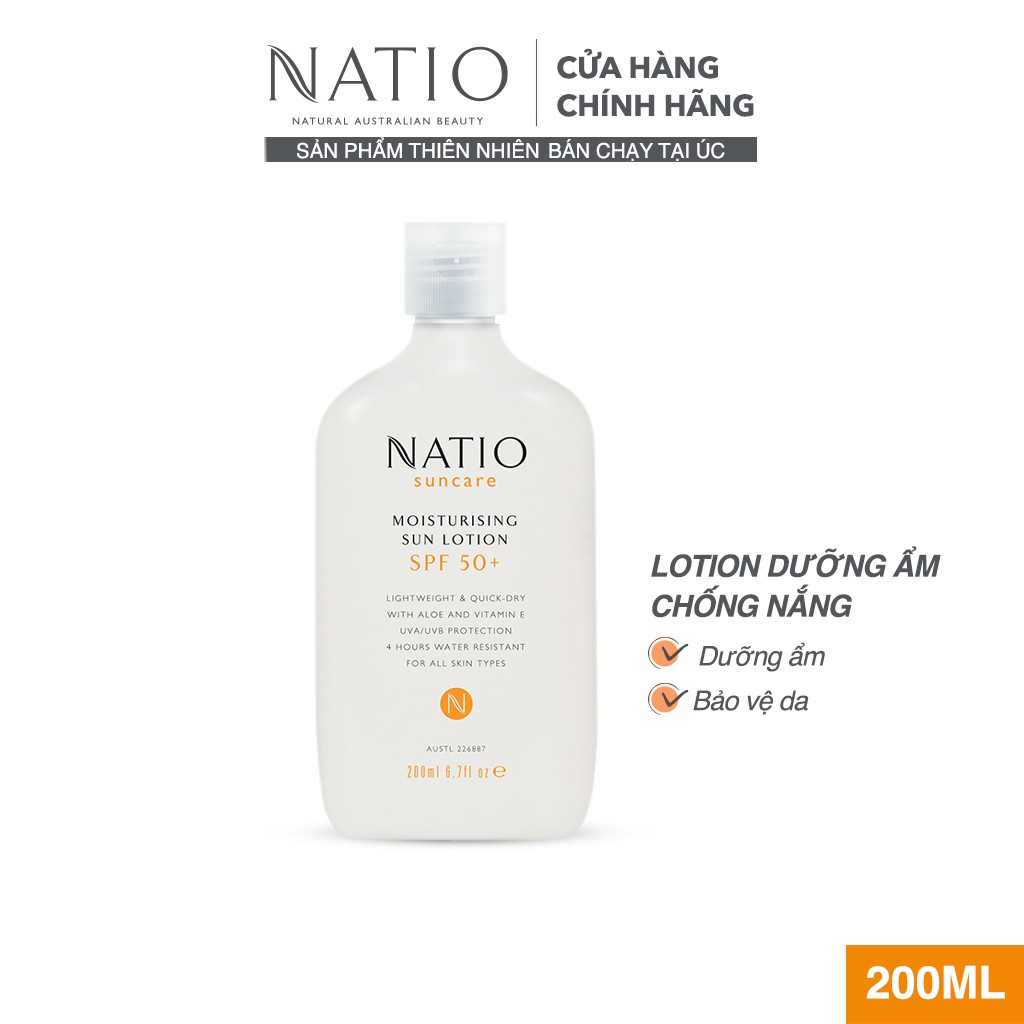 Lotion Dưỡng Ẩm Chống Nắng Natio Moisturising Sun Lotion SPF 50+ 200ml