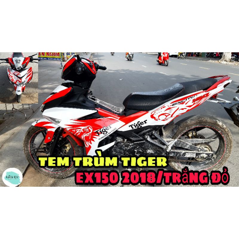 TEM TRÙM EX150 /2020 MẪU TIGER TRẮNG ĐỎ