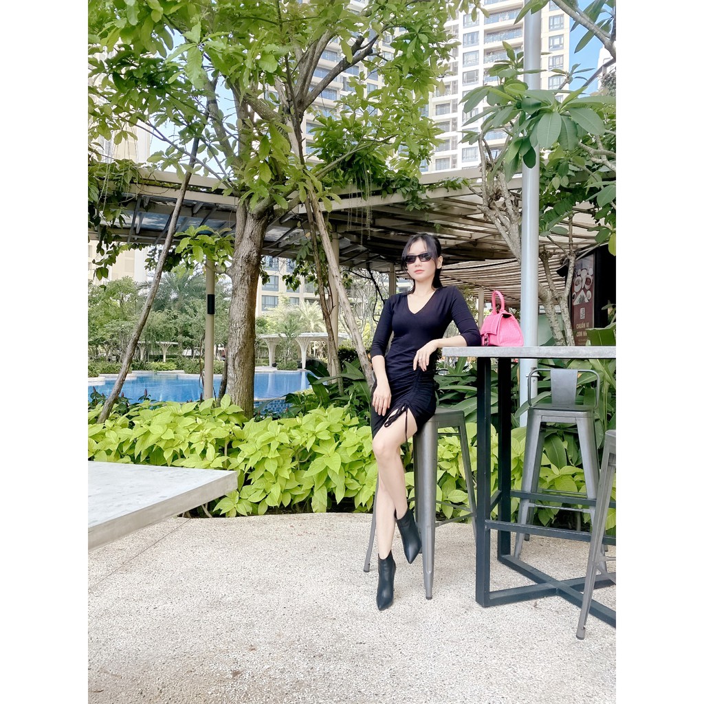 [ĐẦM FLASHSALE 30%]- ĐẦM THIẾT KẾ - ĐẦM THUN BODY - ĐẦM RÚT DÂY - ĐẦM TAY NGẮN JESSI MINI DRESS | BigBuy360 - bigbuy360.vn