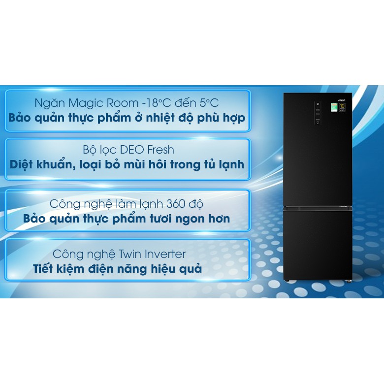 Tủ lạnh Aqua Inverter 292 lít AQR-B348MA(FB) (Miễn phí giao tại HCM-ngoài tỉnh liên hệ shop)