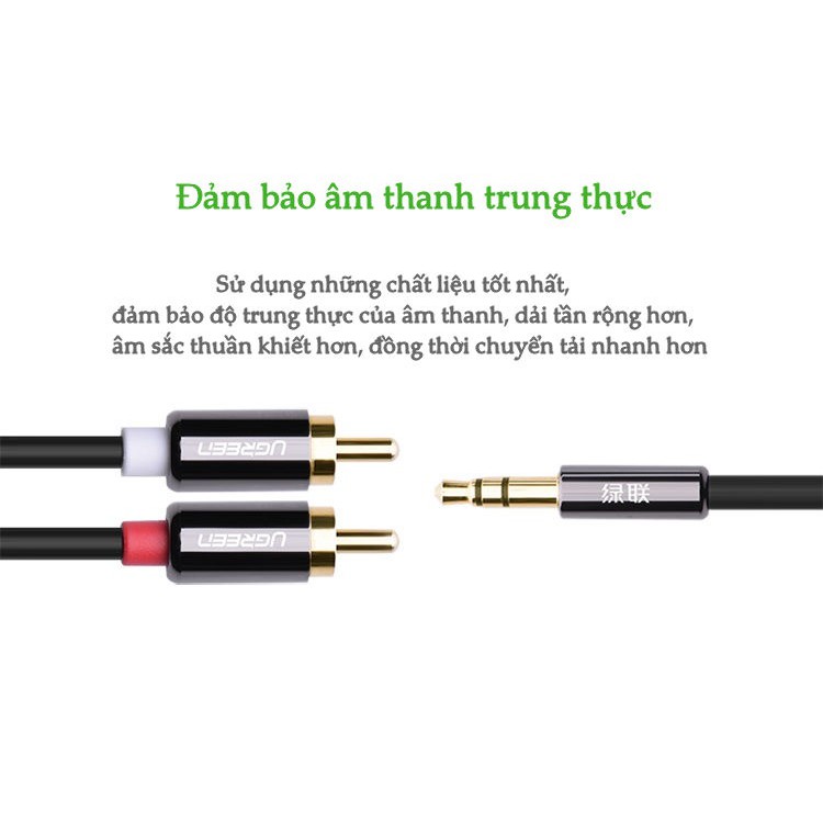 [Chính Hãng Ugreen] Dây cáp Audio 3,5mm ra 2 đầu RCA (Hoa sen) dài 5M UGREEN AV116 10591