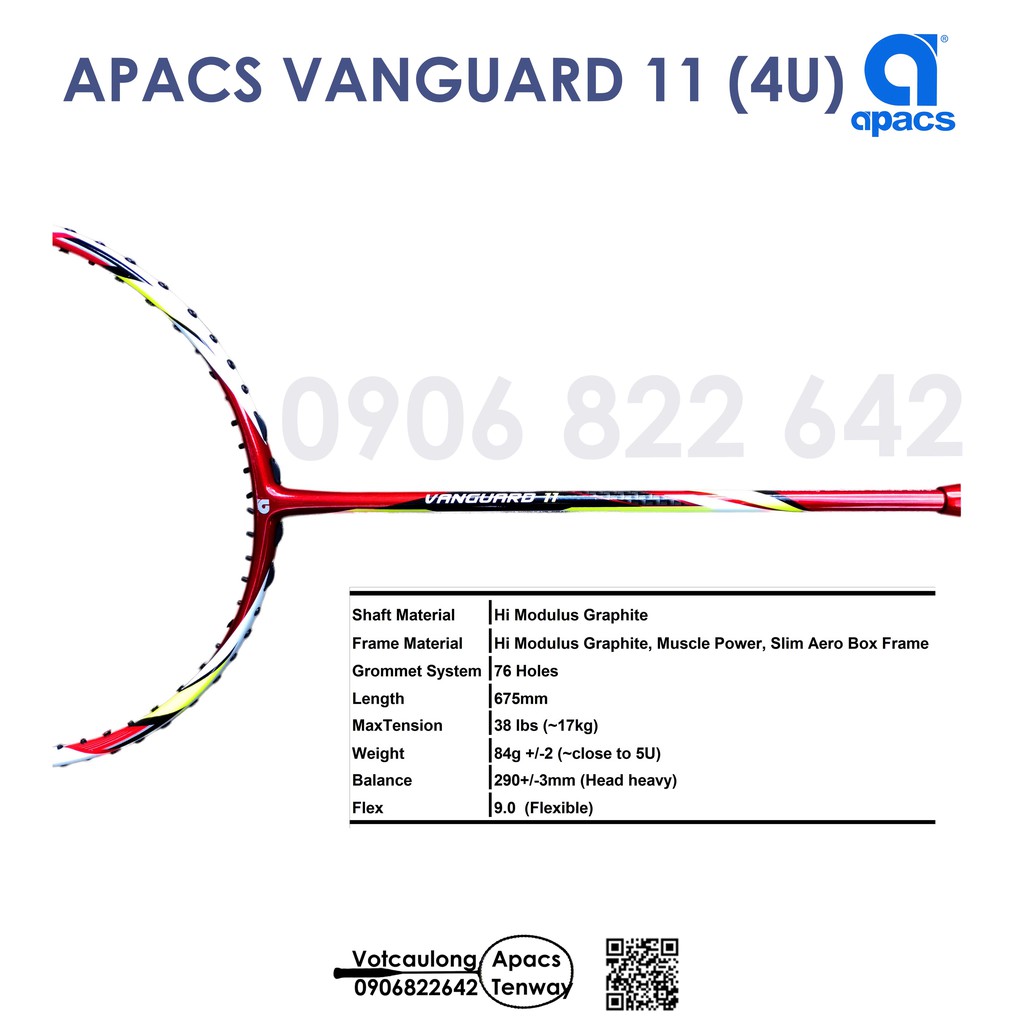 [Vợt cầu lông Apacs Vanguard 11- 4U] – Vợt chuyên công, dễ thuần, dễ đánh