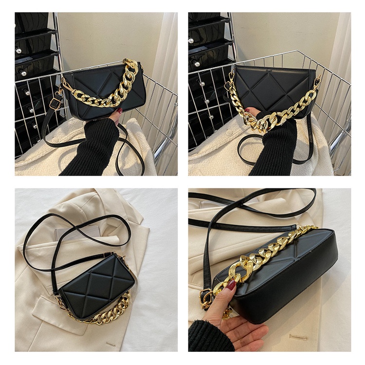 Túi JASMIN NOIR đeo chéo dây xích in họa tiết caro thiết kế thời trang cho nữ