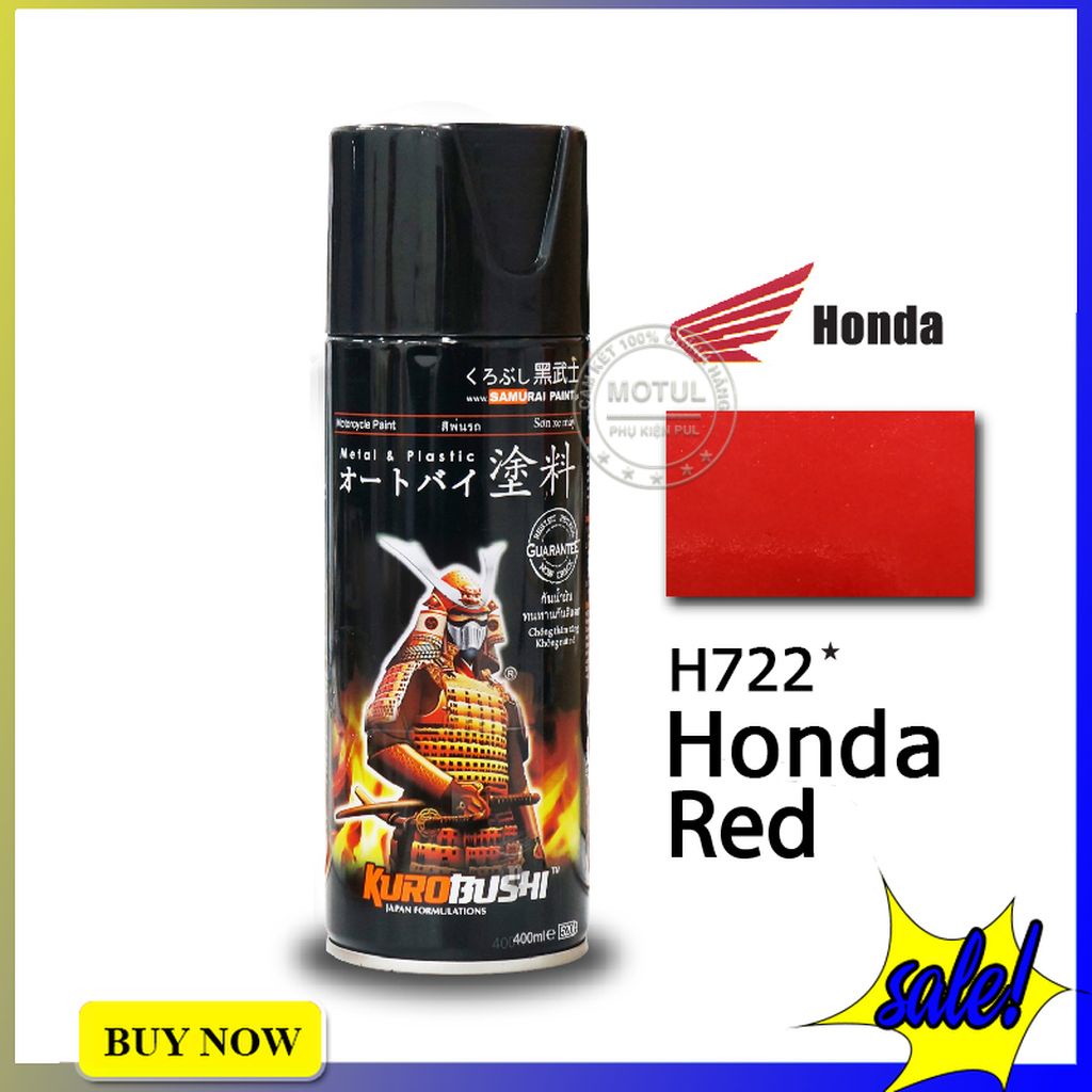 Combo 4 sơn Samurai màu đỏ Honda (gồm H722 - UCH210 - 2/102 - K1K - Giấy nhám P800)