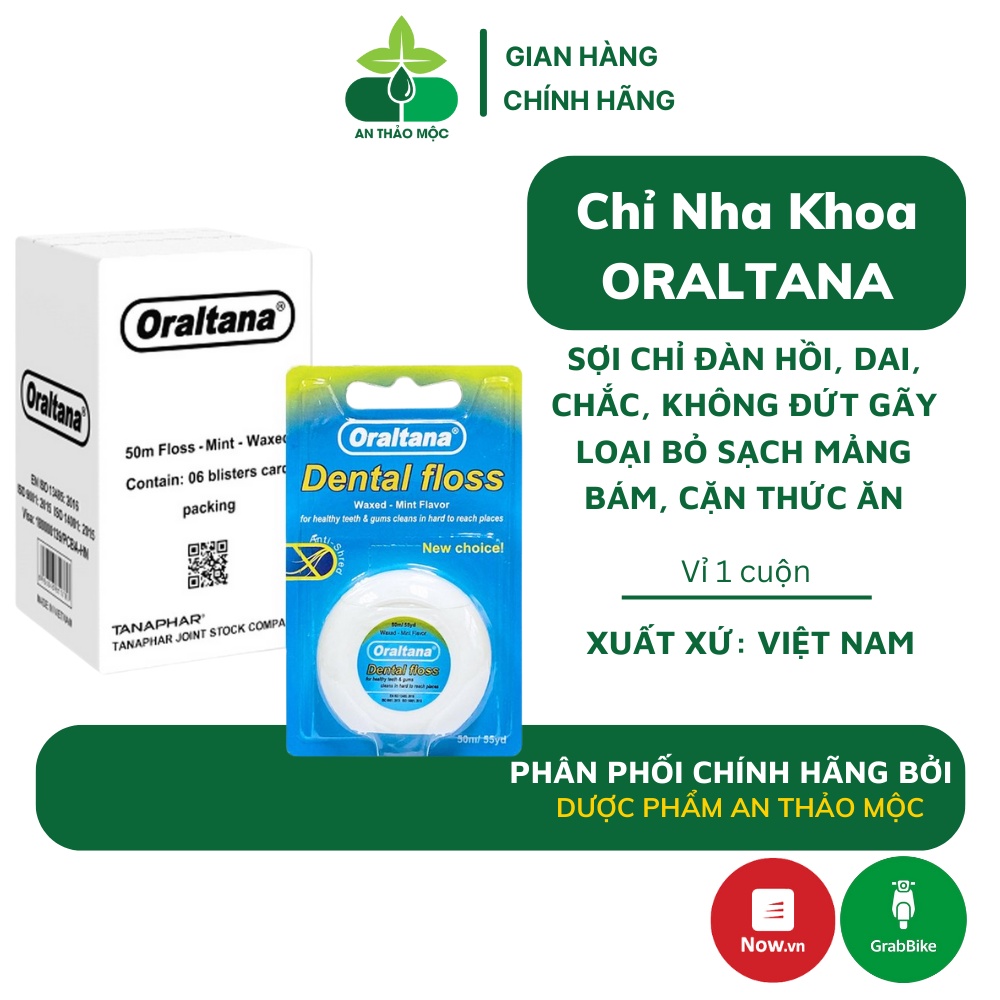 Chỉ nha khoa Tanaphar Oraltana hỗ trợ loại sạch mảng bám cặn thức ăn thừa giúp răng chắc khỏe phòng hôi miệng