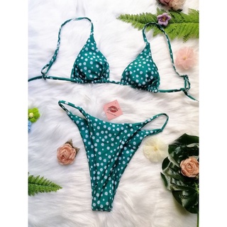 Bikini 2 Mảnh Cổ V Hoa Nhí Sexy Brazilian Basic Triangle Bikini Set