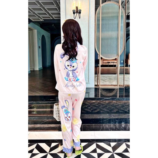 (Dưới 62kg) Đồ bộ pijama LỤA LATIN tay dài quần dài cổ sen tay phồng cực sang cho bạn nữ