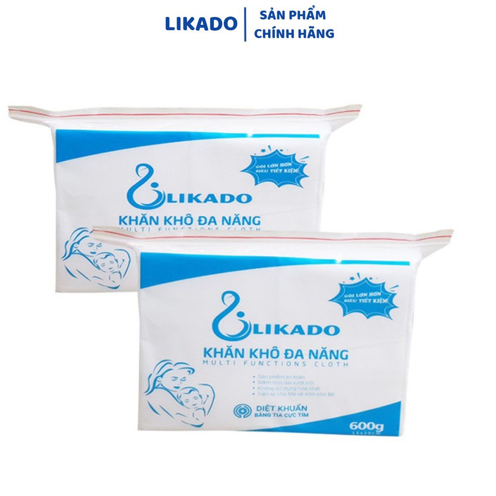 Khăn vải khô đa năng cho bé Likado 600g 550 tờ (15*20cm) (2 gói) (  SP003042 )