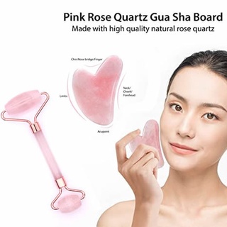 [Hàng mới về] Set 2 dụng cụ chăm sóc da gồm cây lăn mặt và dụng cụ guasha tiện dụng