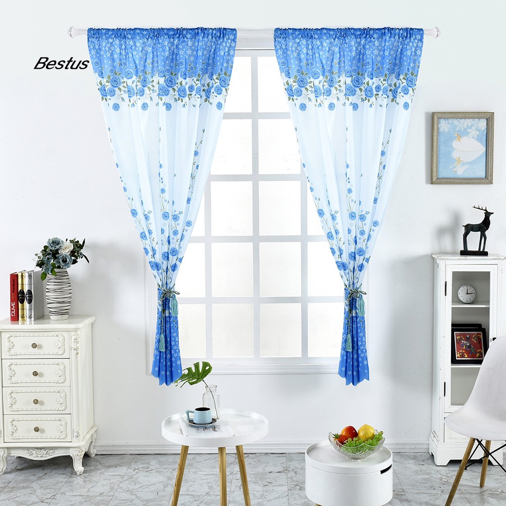 Rèm treo cửa sổ hình hoa hồng xinh xắn cỡ 100x200cm dùng trang trí