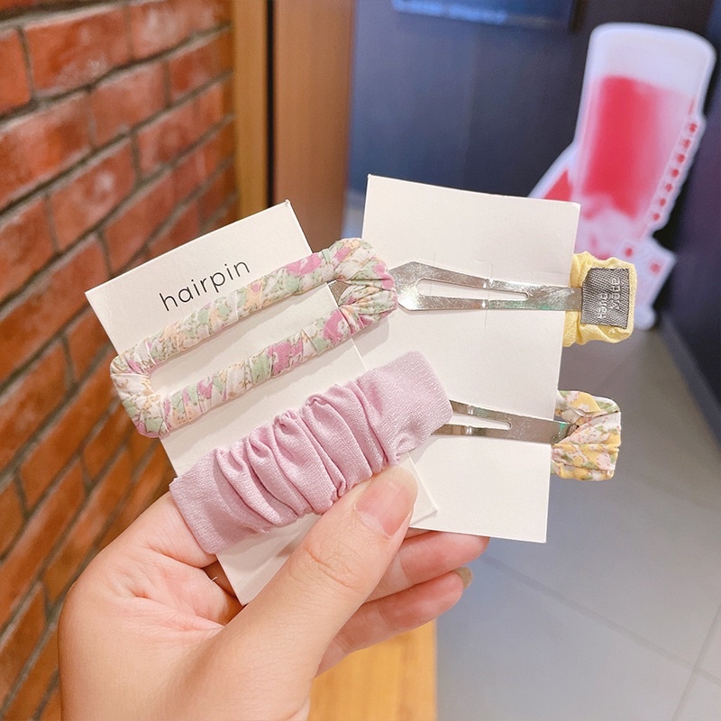 Set kẹp bảng chữ nhật vải ánh nhũ phong cách Vintage