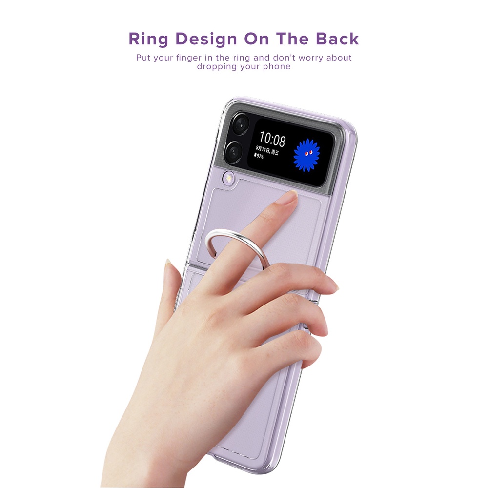 Ring Buckle Transparent Case For Samsung Galaxy Z Flip 4 5G Sumsung Samung ZFlip 4 ZFlip4 Z Flip4 4Flip Shockproof Cover Fundas
