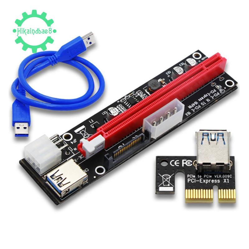 VER103C 3 in 1 LED Riser Power PCI-E Riser Card 4Pin 6Pin Sata 15PIN PCI Express 1X to 16X Extension Cable for Bitcoin