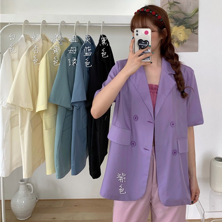 Áo Blazer ngắn tay thời trang Hàn Quốc dễ phối đồ