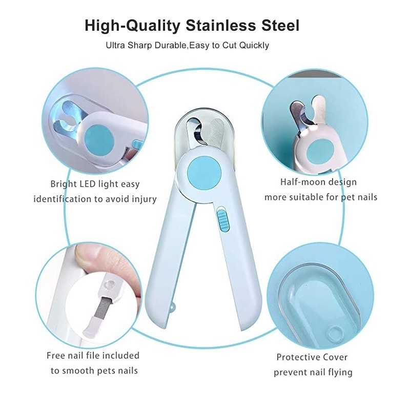 Kéo cắt móng có đèn LED bằng thép không gỉ chuyên nghiệp cho thú cưng