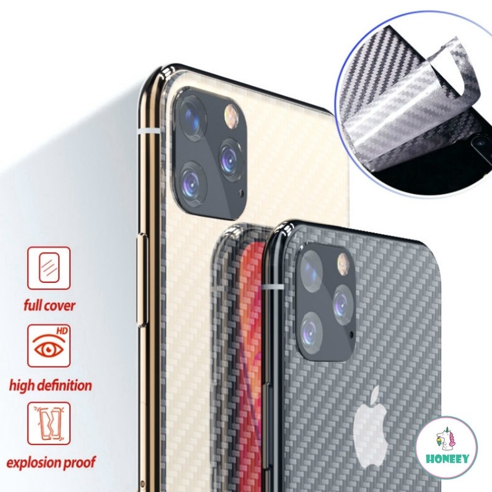 Miếng dán nhám họa tiết vân sợi carbon bảo vệ mặt toàn vẹn sau điện thoại iPhone 12 11 Pro Max X XS Max XR 8 7 6 6s Plus