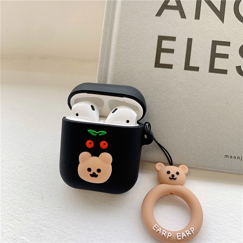 Vỏ Bọc Hộp Sạc Tai Nghe Không Dây Airpods 1 / 2 Thiết Kế Hình Gấu Cherry Dễ Thương