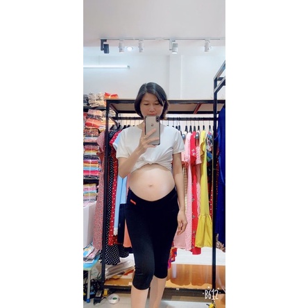 [Size 40 đến 80kg] Quần bầu legging lửng vải thun cotton cao cấp loại 1 co dãn thoải mái mềm mịn dày vừa phải không xù