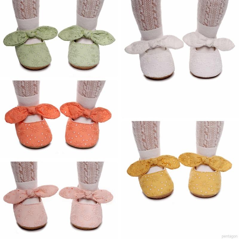 Đôi giày búp bê đính nơ/ Đôi vớ viền ren tập đi chống trượt xinh xắn dành cho bé gái