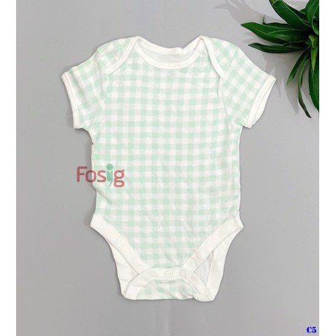 [6-16kg] Bodysuit Tay Ngắn Bé Trai Geo - Caro Xanh Ngọc