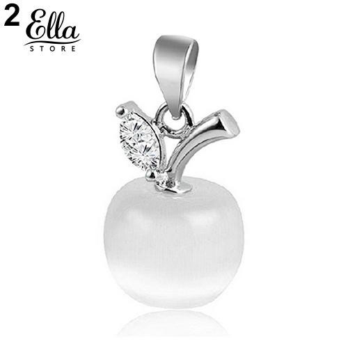 Ellastore Girl Apple Shape Faux Opal Zirconia Silver Plated Pendant for Necklace